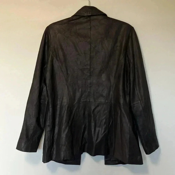 Nicole Miller Vintage Y2K black metallic  100% genuine leather blazer jacket - Picture 7 of 7